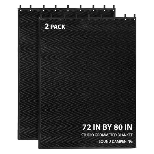 2 Pcs Large Sound Dampening Blanket 48 x 80, 850GSM Acoustic Blanket with Grommets,Heavy Duty Studio Sound Absorption Blankets,A