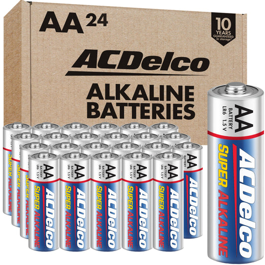 ACDelco 24-Count Double AA Batteries, Maximum Power Super Alkaline Battery for Home and Office, 10-Year Shelf Life, Reclosable P