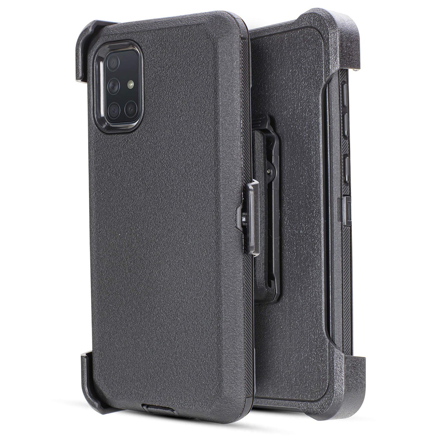 Samsung Galaxy A71 5G Holster Case with Built-in Screen Protector and Rotating Belt Clip (Black)