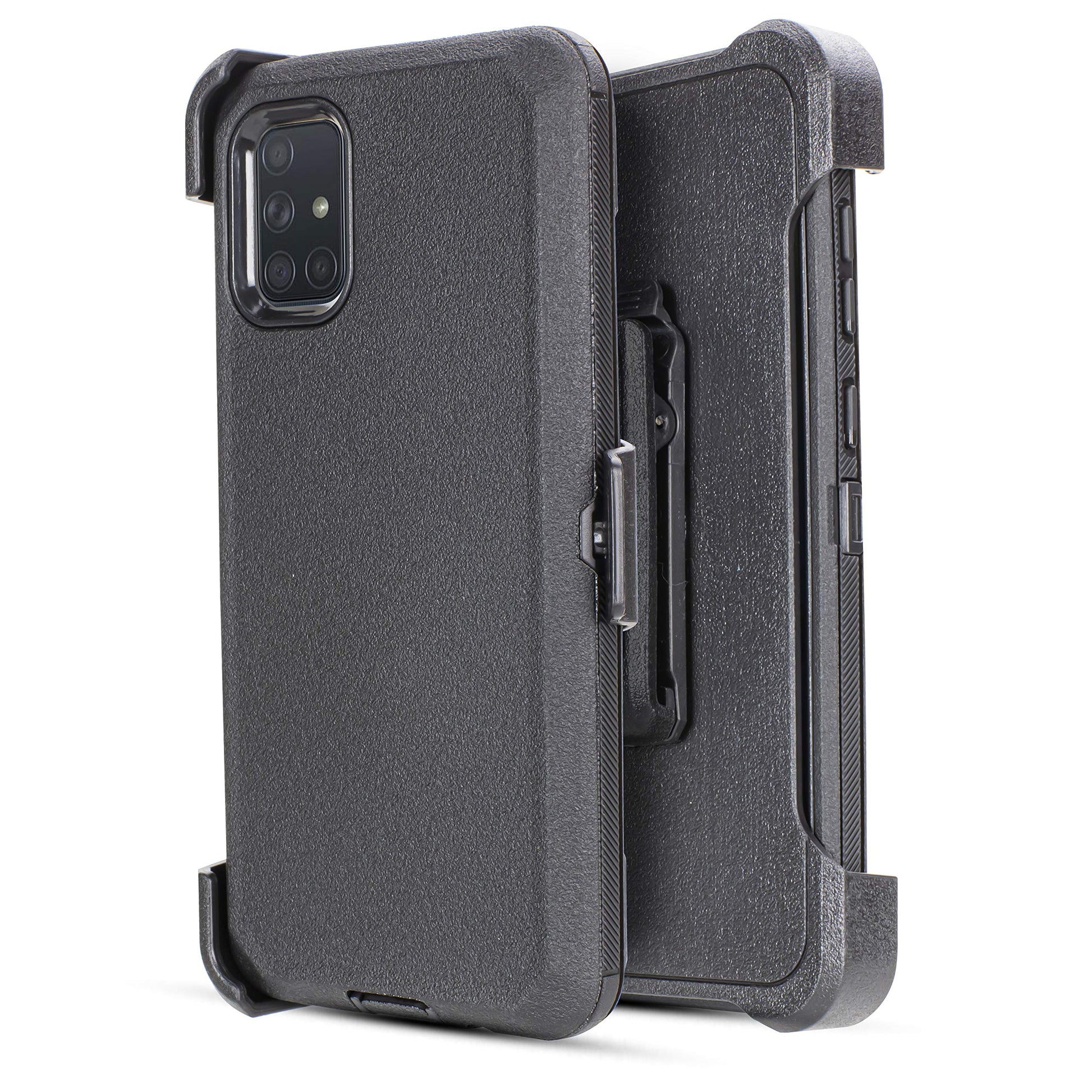 Samsung Galaxy A71 5G Holster Case with Built-in Screen Protector and Rotating Belt Clip (Black)