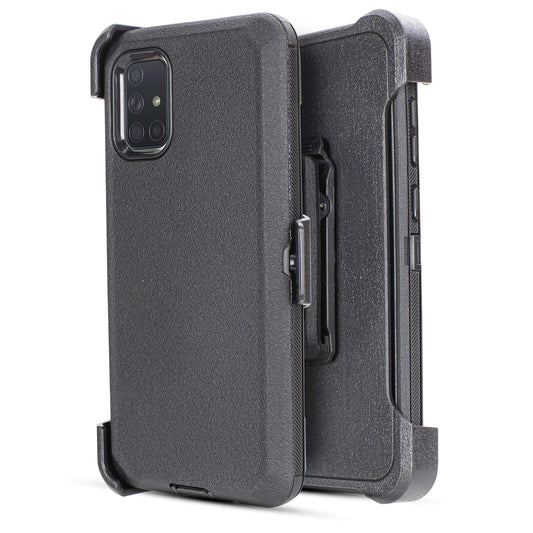 Samsung Galaxy A71 5G Holster Case with Built-in Screen Protector and Rotating Belt Clip (Black)