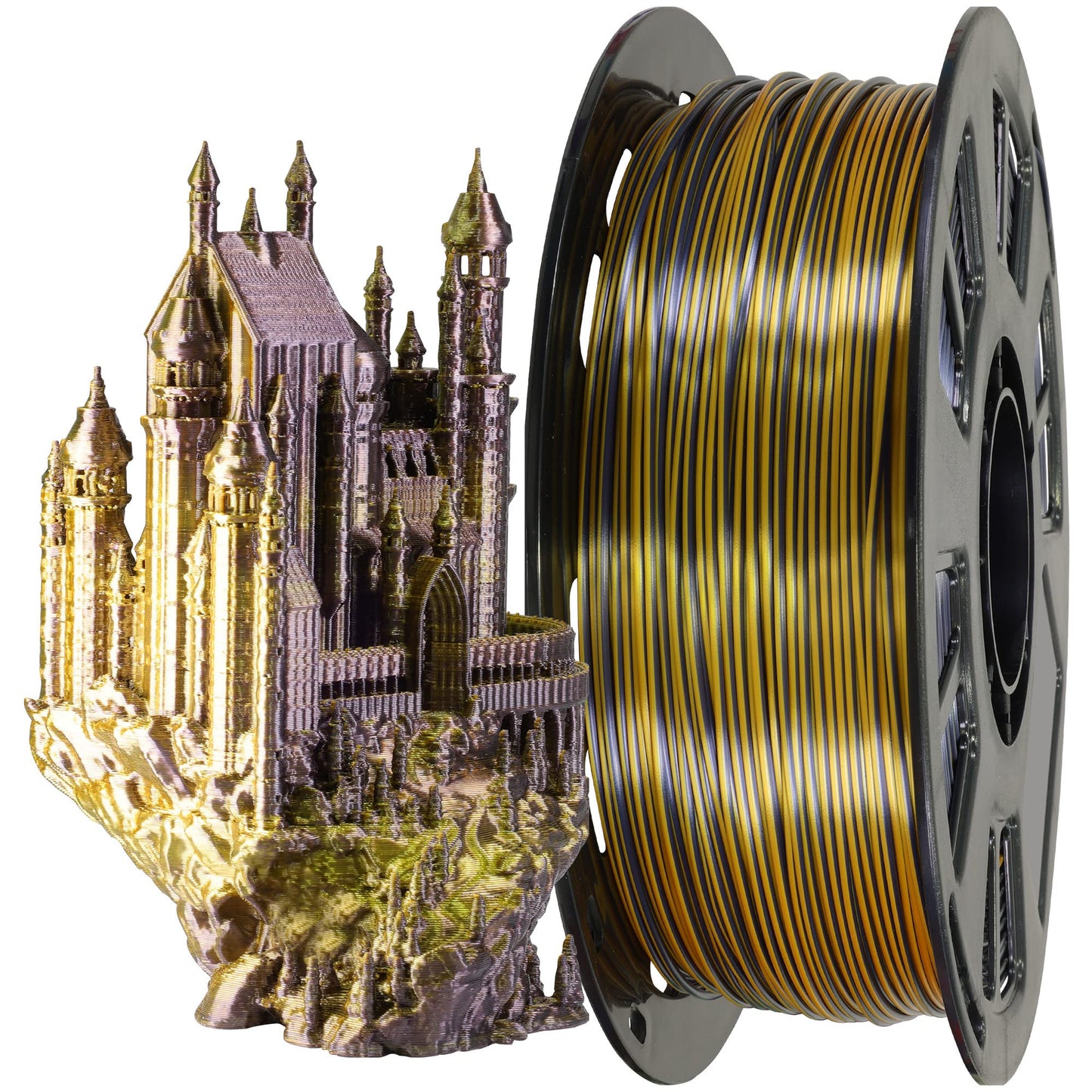 MIKA3D Dual Color 1.75mm 3D Printer Filament Bundle, 3D Printing Silk PLA 6 Spools Pack, Silk White Purple,White Blue,White Oran