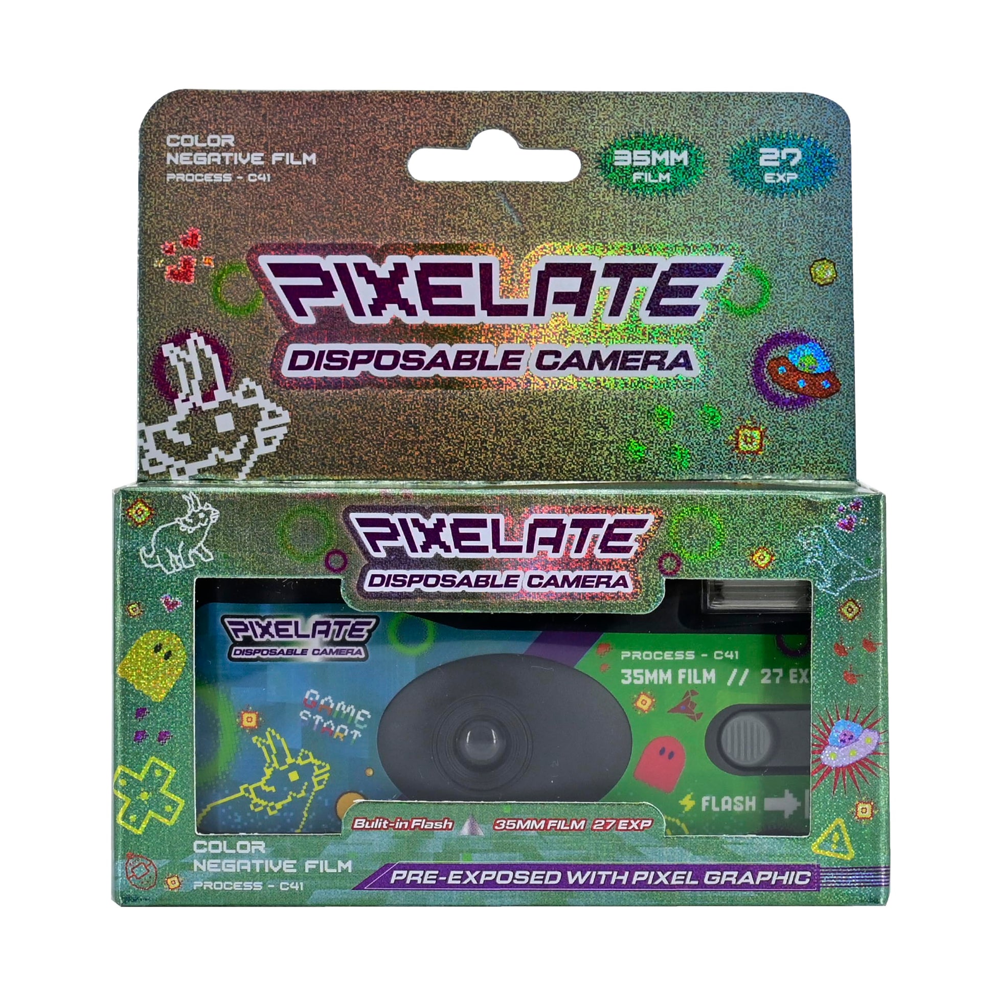 Retocolor Pixelate 400 35mm Disposable Film Camera 27EXP, ISO400, Color Negative Film, Focus Free, Easy to Use, Built in Flash,