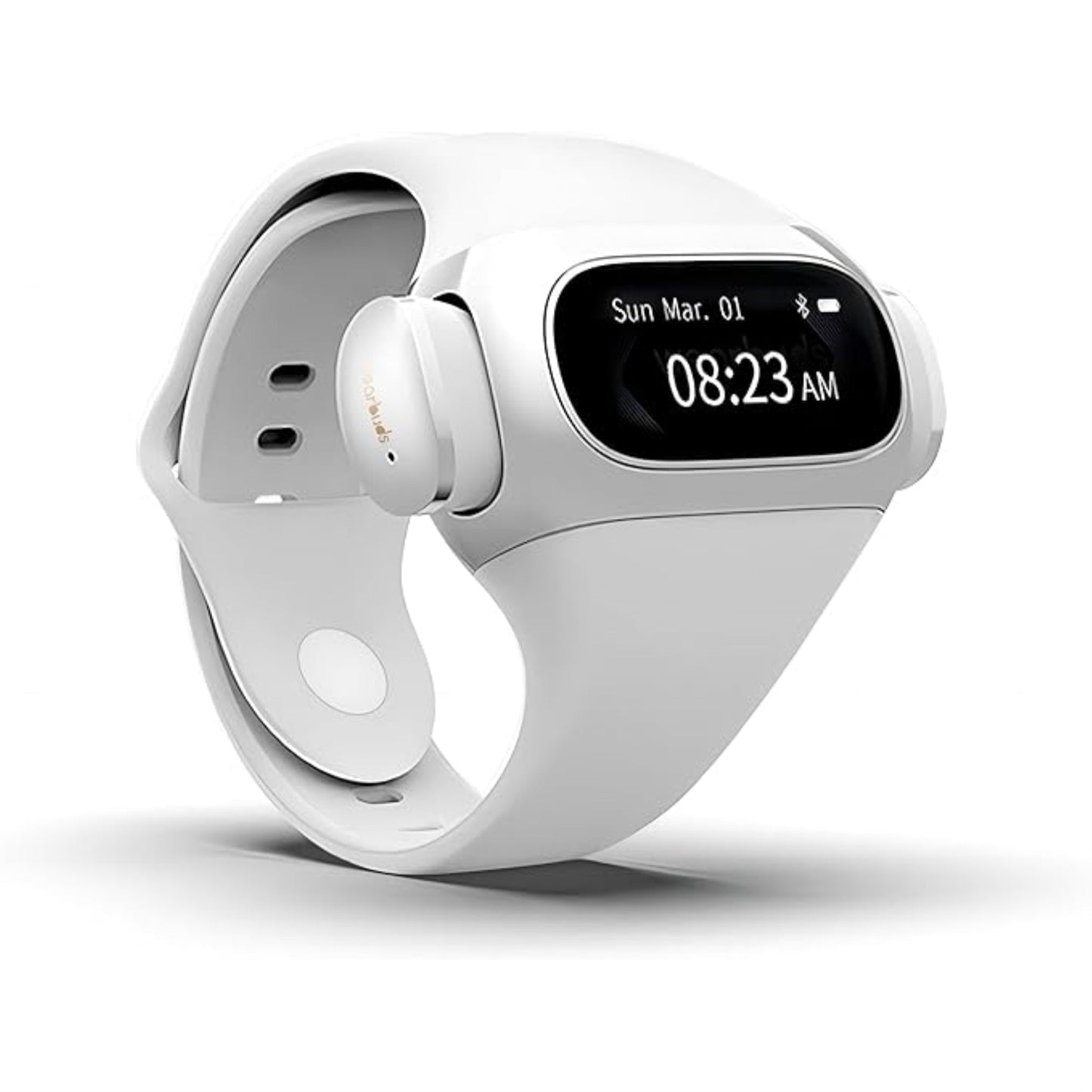Casafoyer Wearbuds Smart Watch with Wireless Earbuds, Standard Size, White
