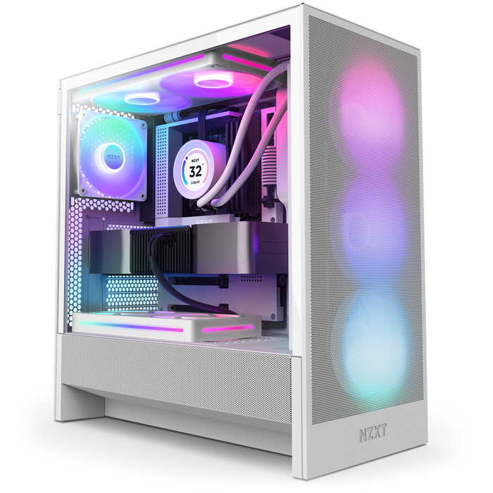 H5 Flow Rgb Mid Tower Ultra-Clear Tg White