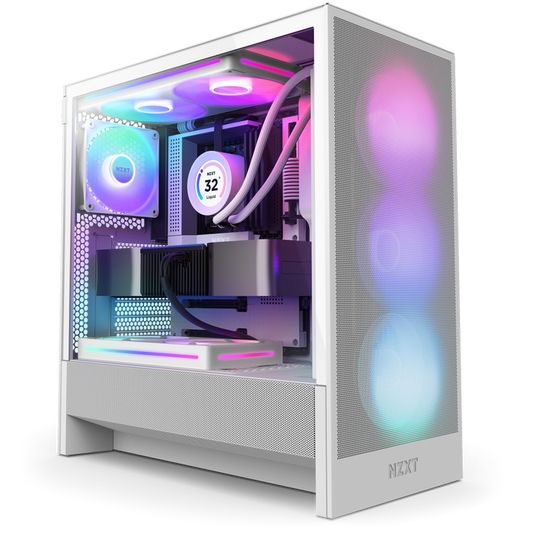H5 Flow Rgb Mid Tower Ultra-Clear Tg White